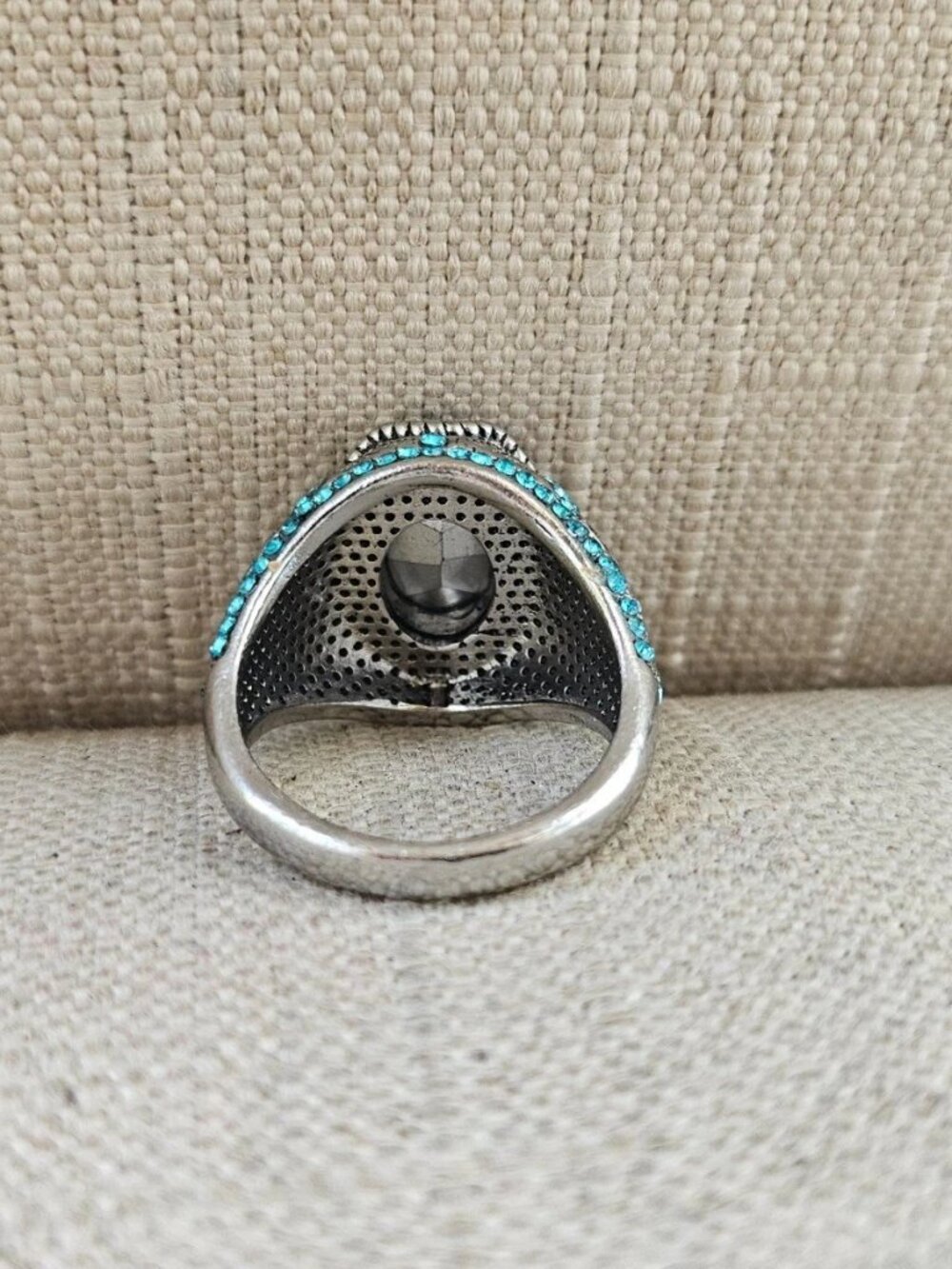 Turkish Style Men Ring Blue Crystal Centered Fashion Jewelry Size 10 New - Picture 6 of 13